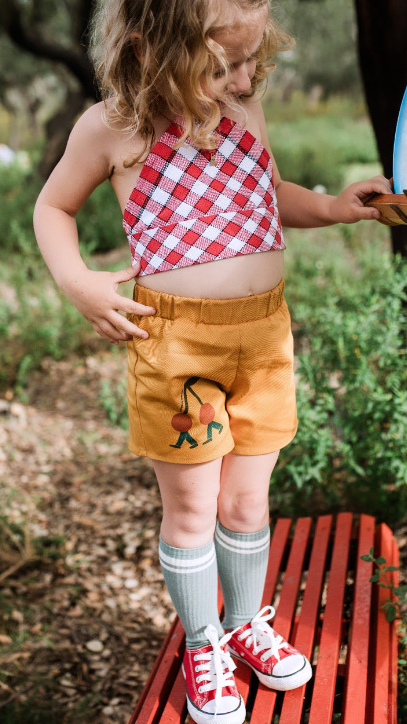 Denim Cherries Shorts