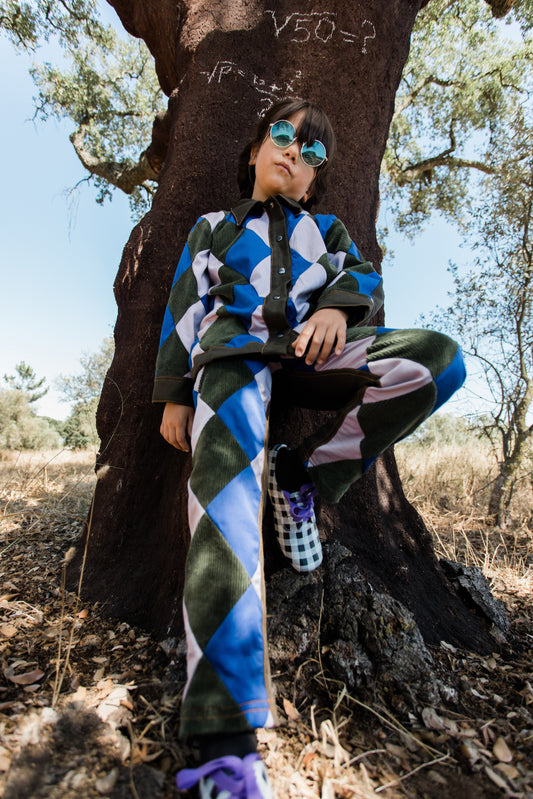 Patchwork buttoned jacket