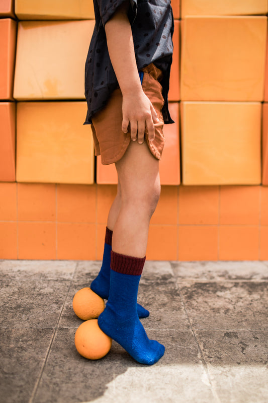 Blue Color Block Socks