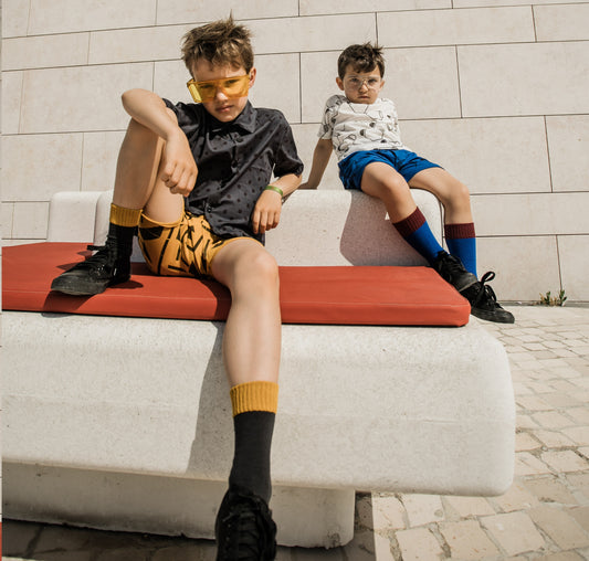 Yellow Color Block Socks